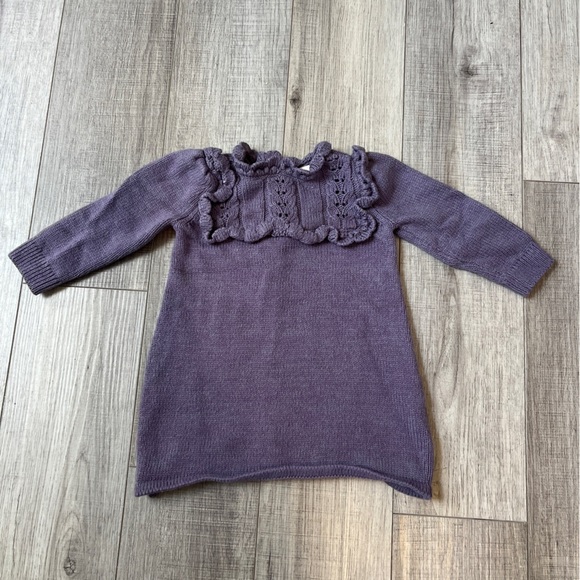 OshKosh Carters Purple French Terry Eyelet Knit Dress - 9 Months - Baby Formal - Picture 3 of 11